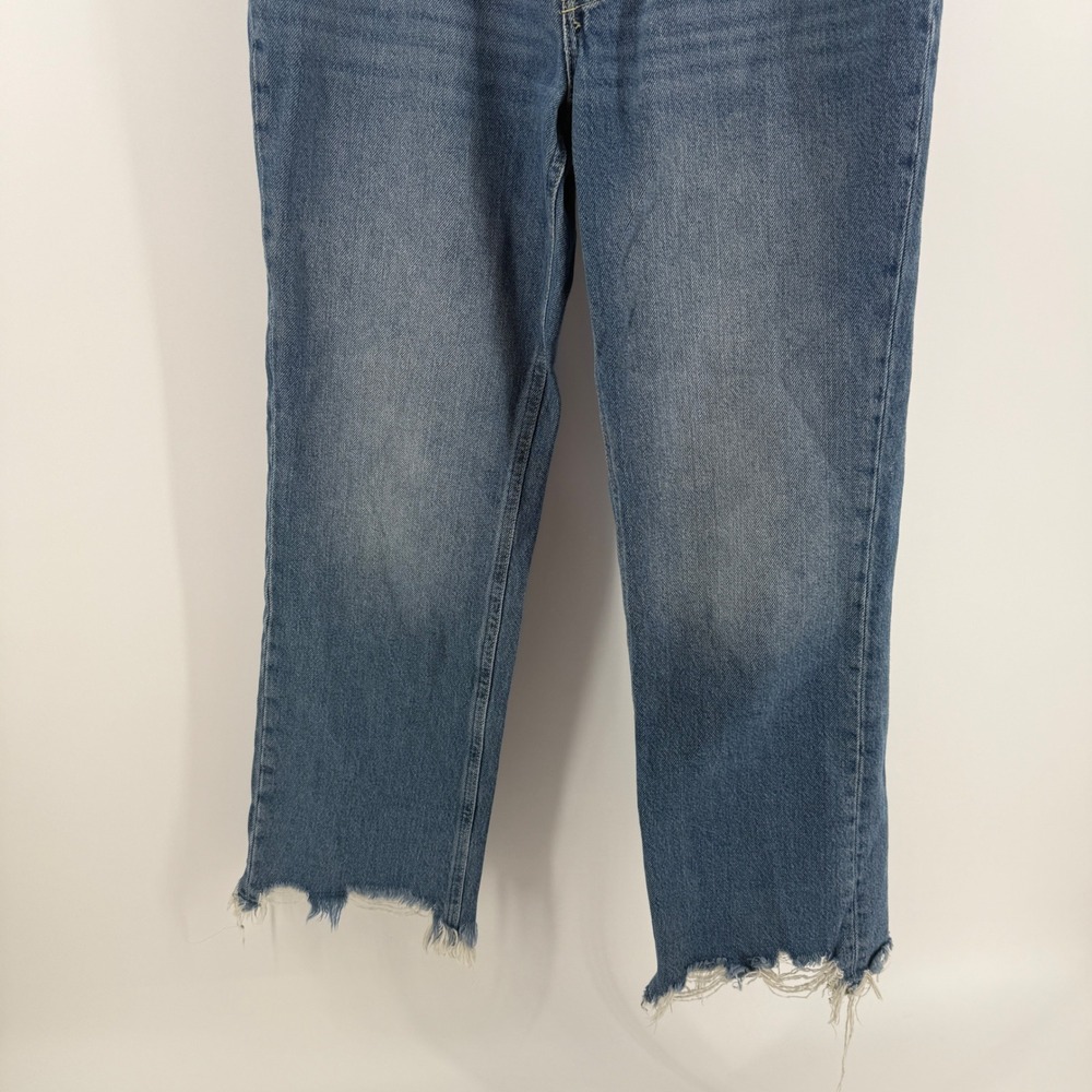 Free People We The Free Straight Leg Jeans Blue Button Fly Raw Hem Size 26 - Picture 5 of 11
